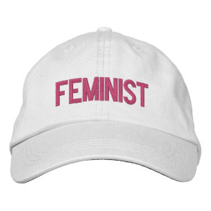 Feminist hot pink white modern embroidered baseball cap