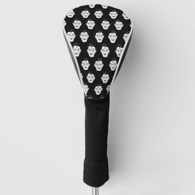 Feminist Icon Style Black White Portrait Pattern Golf Head Cover (Front)
