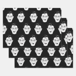 Feminist Icon Style Black White Portrait Pattern Wrapping Paper Sheets
