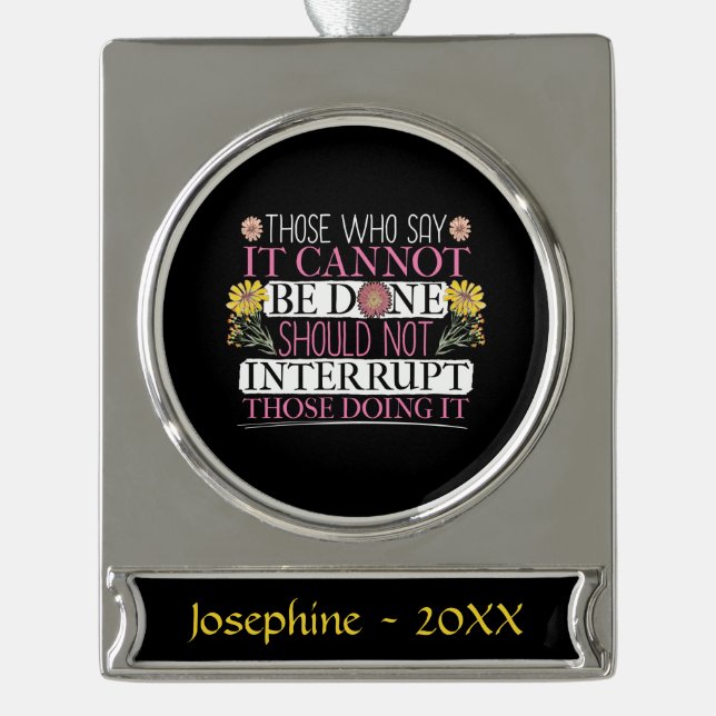 Feminist Leader Empowered Women Silver Plated Banner Ornament (Front)