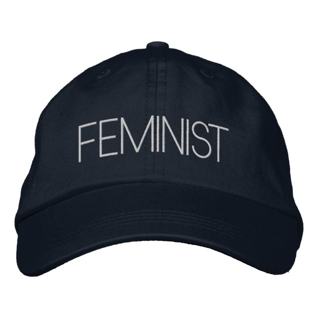 Feminist navy blue white modern embroidered baseball cap (Front)