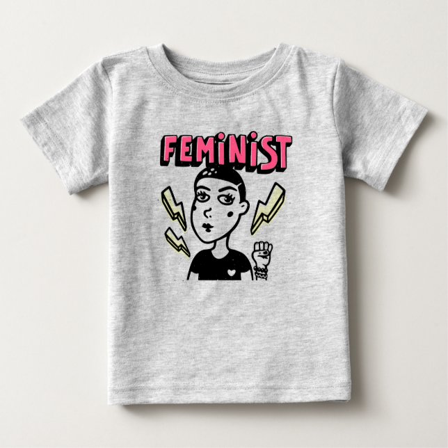 Feminist Pop Art Girl Baby T-Shirt (Front)