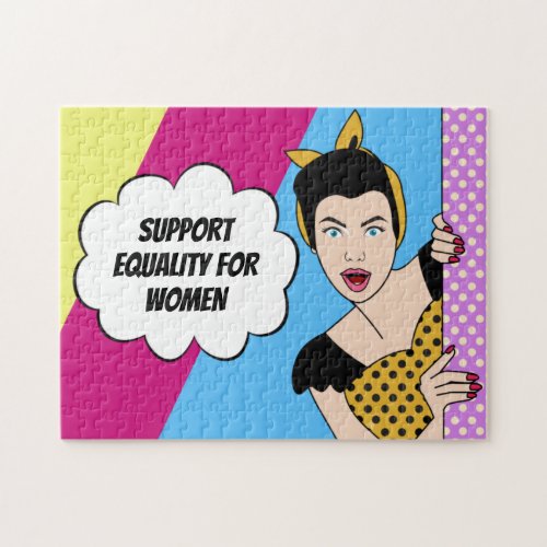 Feminist Pop Art Support Equality for Women Retro Jigsaw Puzzle