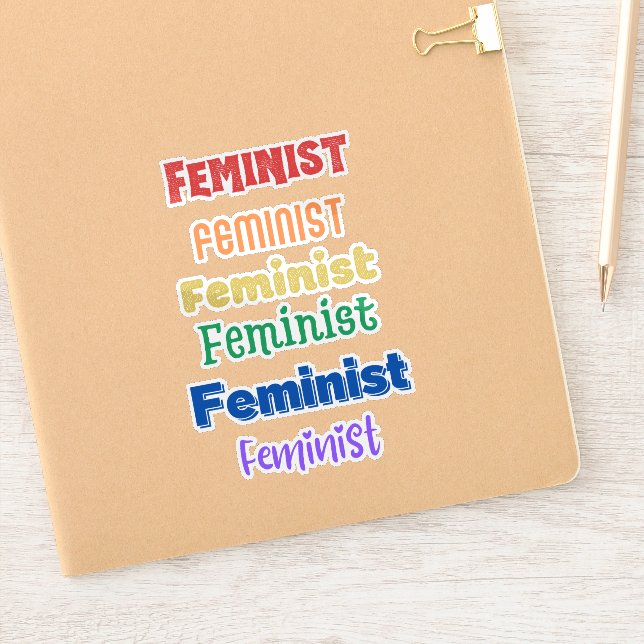 feminist pride - fun font - transparent background sticker (Notebook)