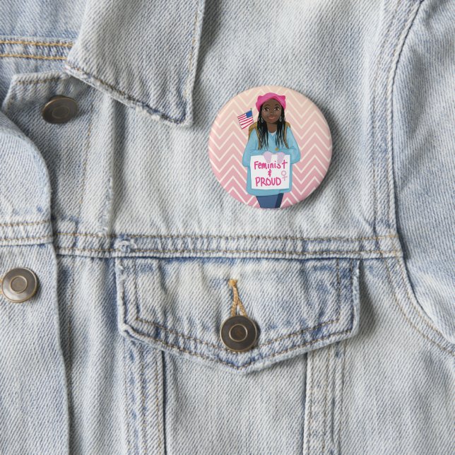 Feminist + Proud Button (In Situ)