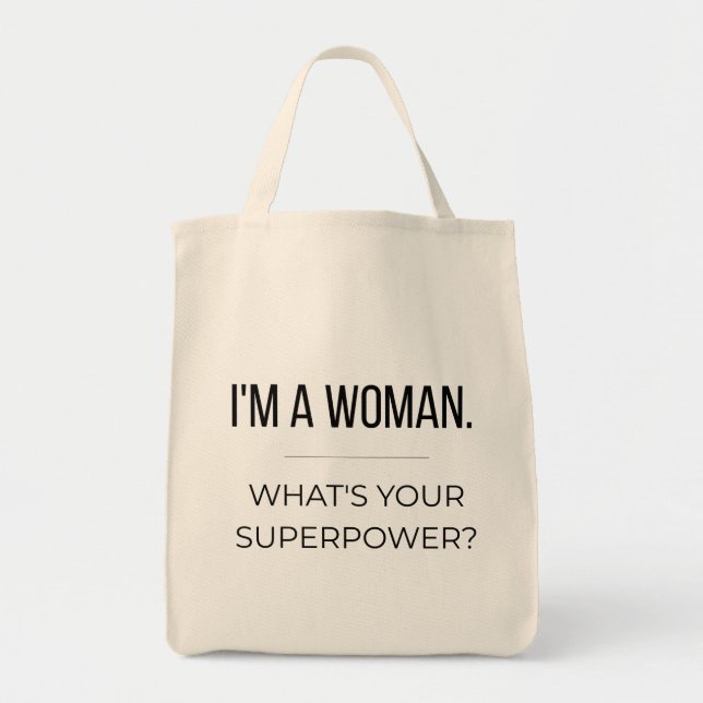 Feminist Quote Tote Bag, Empowering Gift for Women (Front)