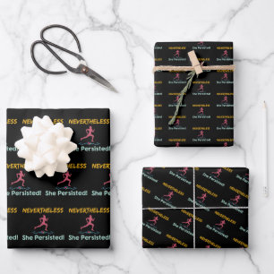 Feminist Runner Nevertheless She Persisted Wrapping Paper Sheets