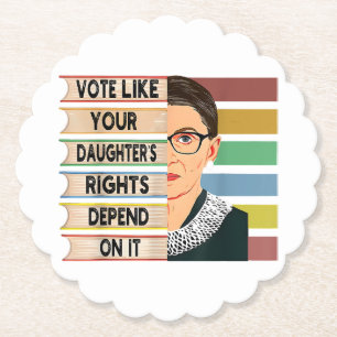 Feminist Ruth Bader Ginsburg RBG Quote Girl With B Paper Coaster