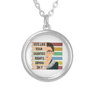 Feminist Ruth Bader Ginsburg RBG Quote Girl With B Silver Plated Necklace
