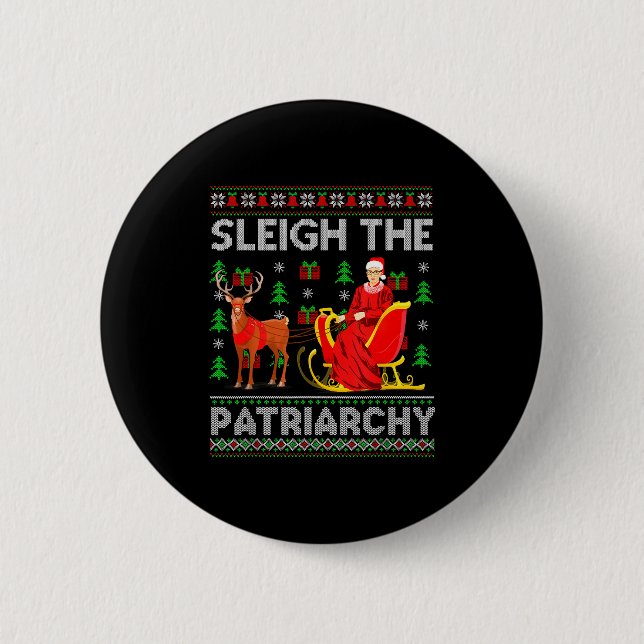 Feminist Ruth Bader Ginsburg Rbg Xmas Sleigh The P Button (Front)
