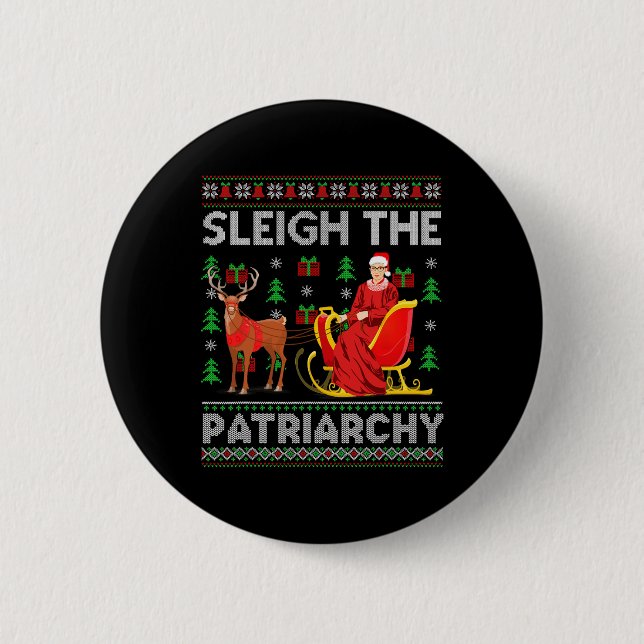Feminist Ruth Bader Ginsburg Rbg Xmas Sleigh The P Button (Front)