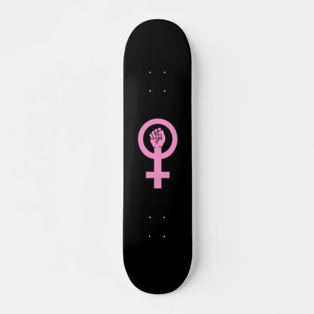 Feminist sign black skateboard (Front)
