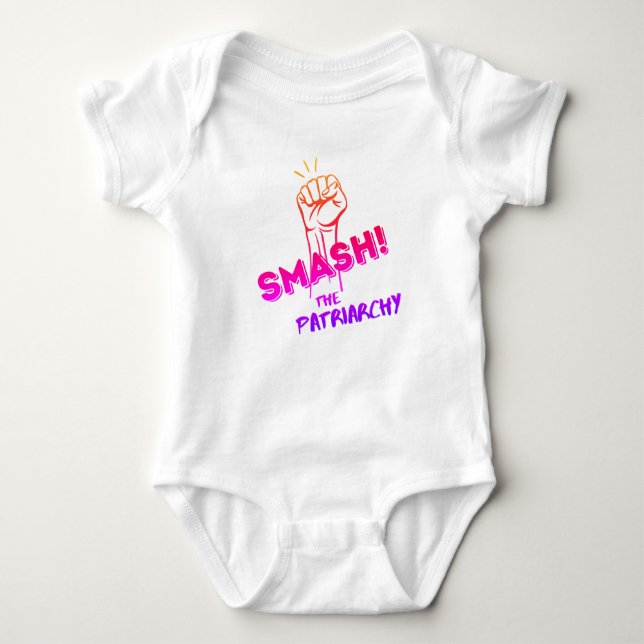 feminist - Smash the Patriarchy - colorful  Baby Bodysuit (Front)