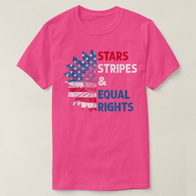 Feminist Stars Stripes Equal Rights American Flag  T-Shirt (Design Front)