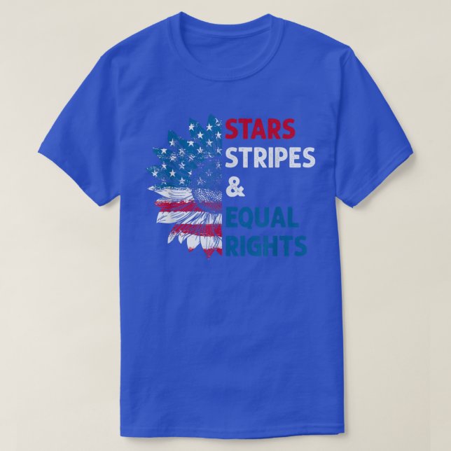 Feminist Stars Stripes Equal Rights American Flag  T-Shirt (Design Front)