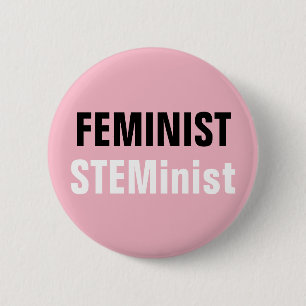 Feminist STEMinist Button Pink STEM Resistance