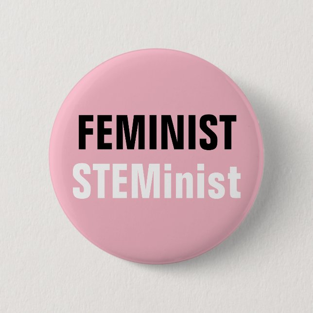 Feminist STEMinist Button Pink STEM Resistance (Front)