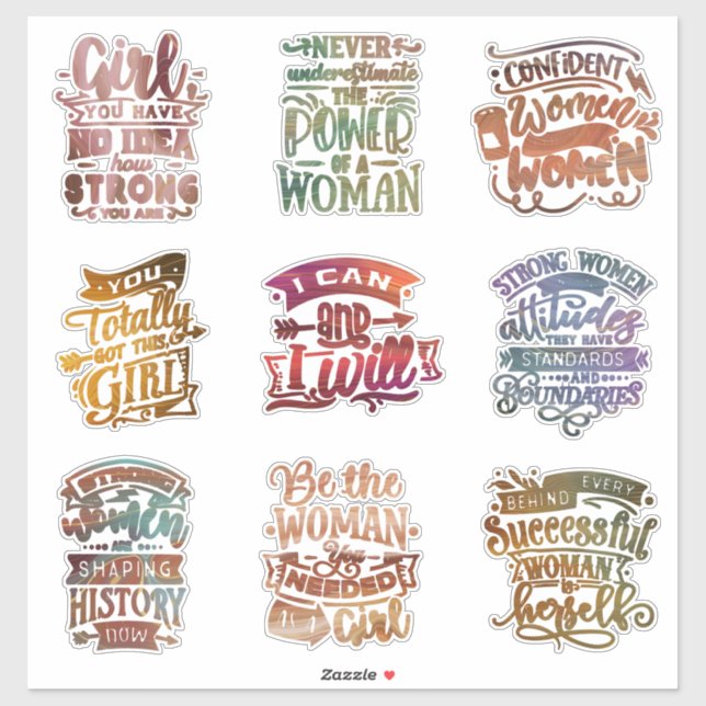 Feminist Strong Women Motivational Hand Lettered  Sticker (Sheet)