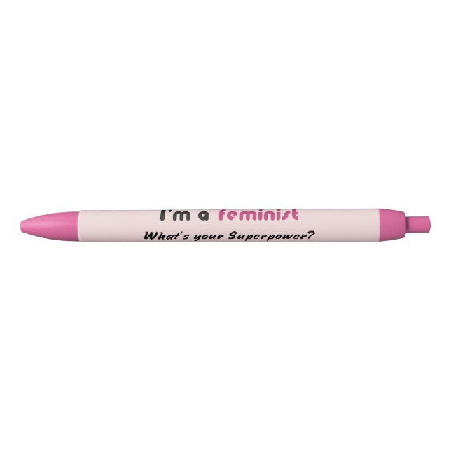 Feminist super power slogan pink pen (Front)