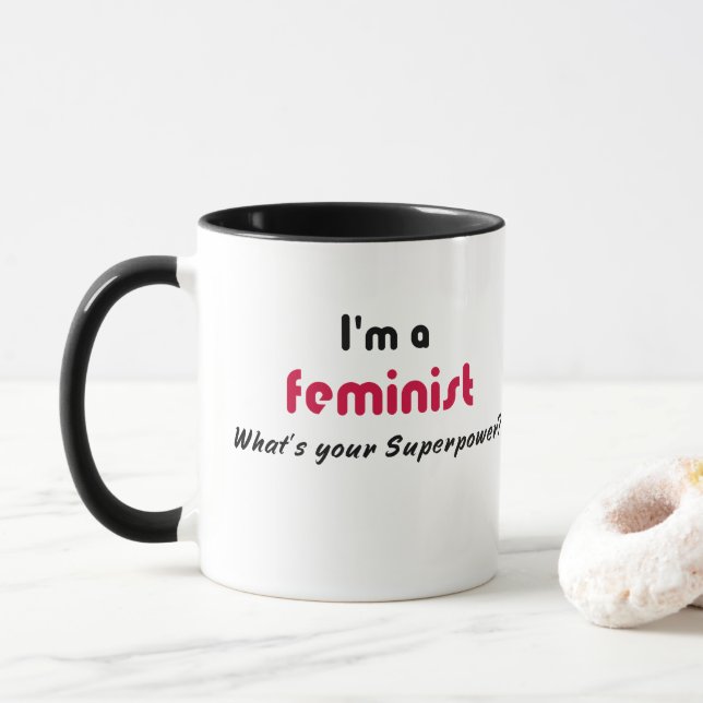 Feminist superpower slogan mug (With Donut)