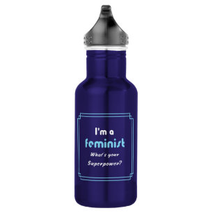 Feminist superpower slogan stainless steel water bottle