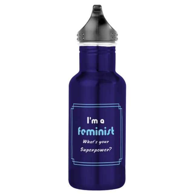 Feminist superpower slogan stainless steel water bottle (Right)