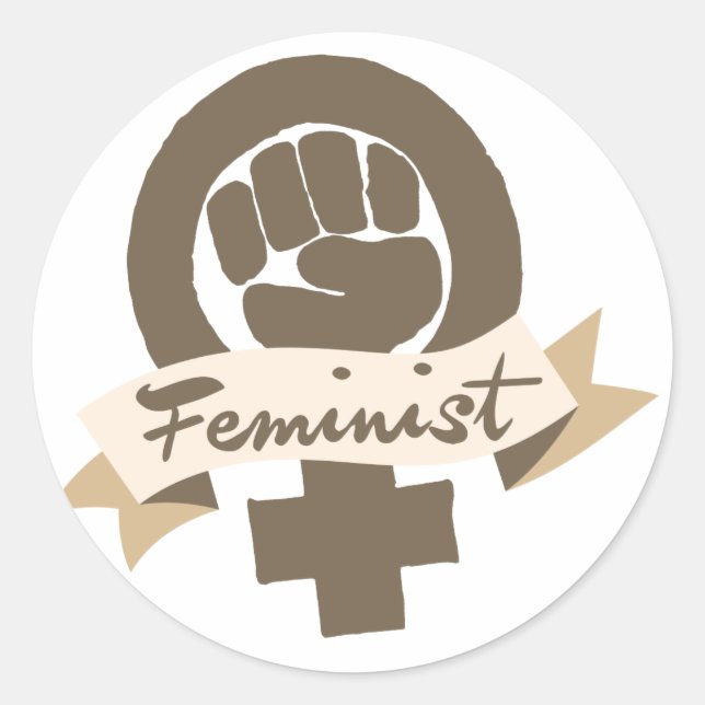 Feminist symbol classic round sticker (Front)