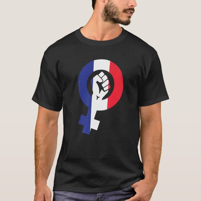 Feminist Symbol France Flag T-Shirt (Front)