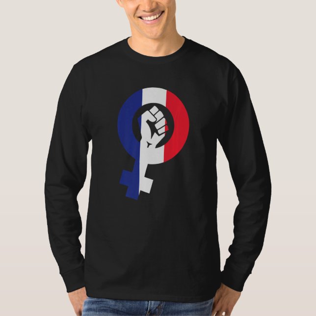 Feminist Symbol France Flag T-Shirt (Front)