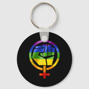 Feminist Symbol Lgbt Resist Pride Fist Rainbow Fla Keychain