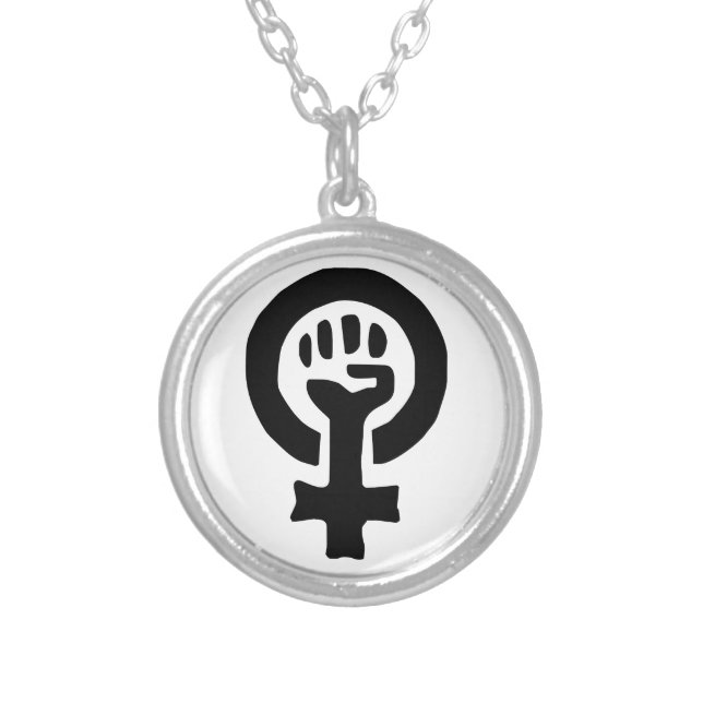 Feminist Symbol Logo Silver Plated Necklace (Front)