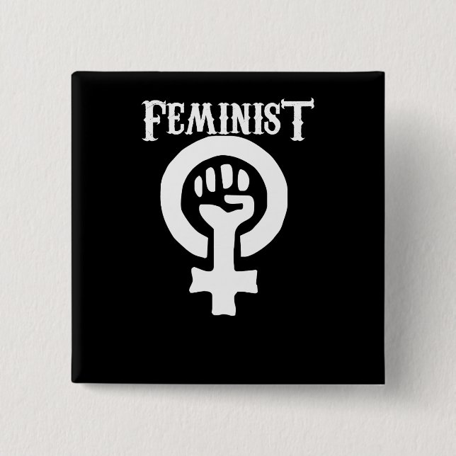 Feminist symbol pinback button (Front)