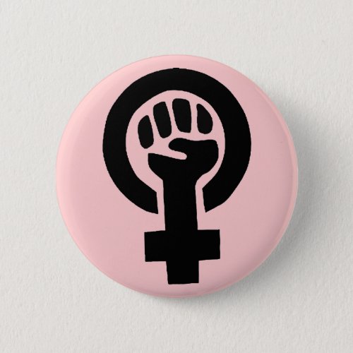 Feminist Symbol with Pink Background Button