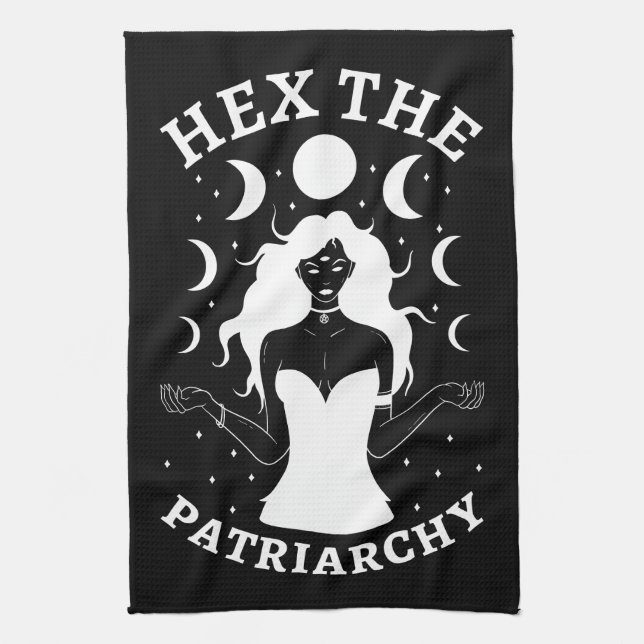 Feminist Witch - Hex The Patriarchy II Kitchen Towel (Vertical)