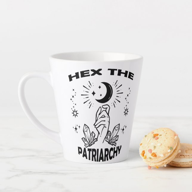Feminist Witch, Hex The Patriarchy Latte Mug (In Situ)
