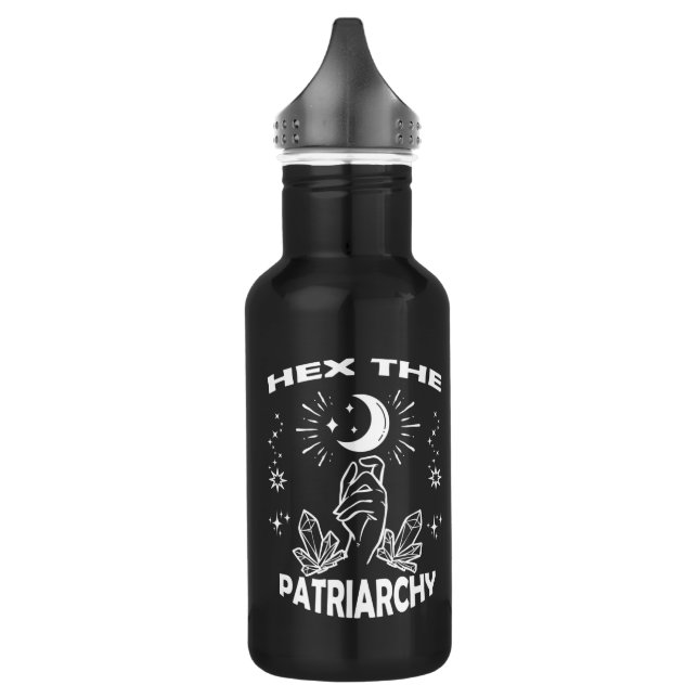 Feminist Witch, Hex The Patriarchy Stainless Steel Water Bottle (Left)