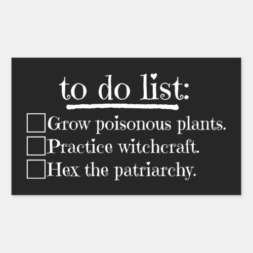 Feminist Witch To Do List Rectangular Sticker