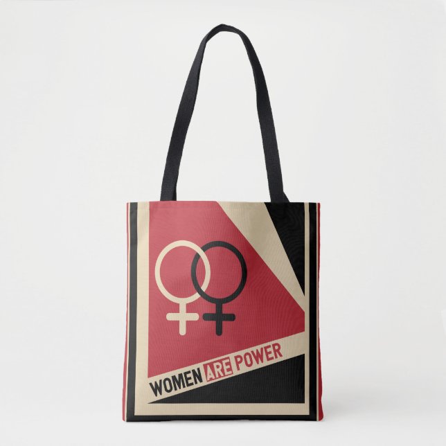 Feminist Women are Power red black Tote Bag (Front)