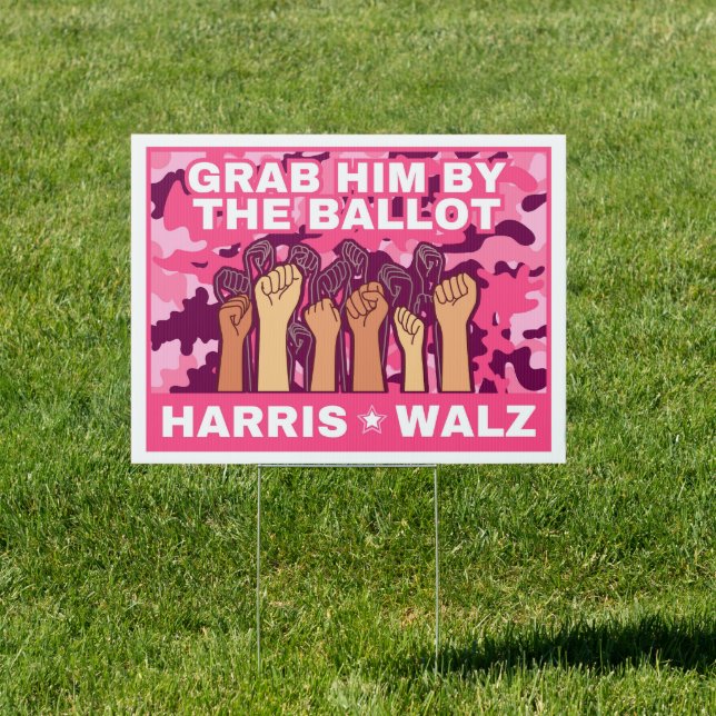Feminit Pink Harris Camo Yard Sign Banner (Insitu)