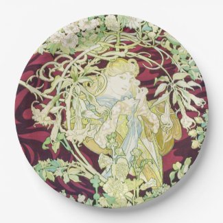 Femme à marguerite - Mucha daisy textile repro