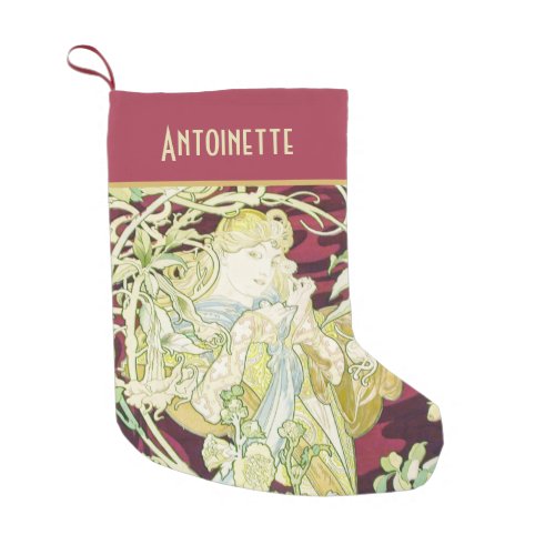 Femme  marguerite _ Mucha textile panel repro Small Christmas Stocking