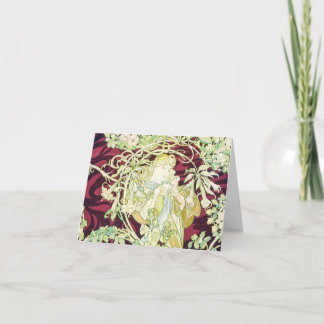 Femme à marguerite - Mucha textile repro Christmas Holiday Card