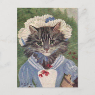 Femme de chambre chat postcard