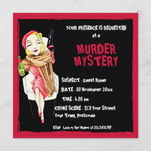 Femme Fatale black Murder Mystery Invitation