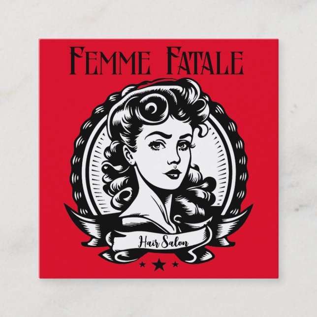 Femme Fatale Personalize Square Business Card (Front)
