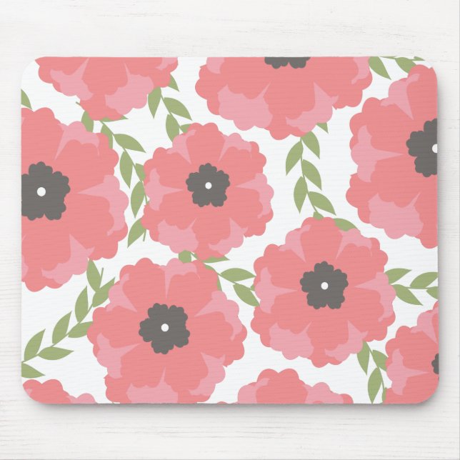 Femme Pink Floral Pattern Mouse Pad (Front)