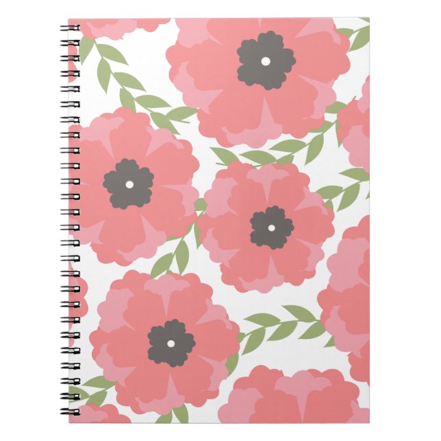 Femme Pink Floral Pattern Notebook (Front)
