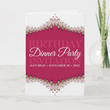 Femme Red White Vintage Lace Birthday Dinner Party Invitation