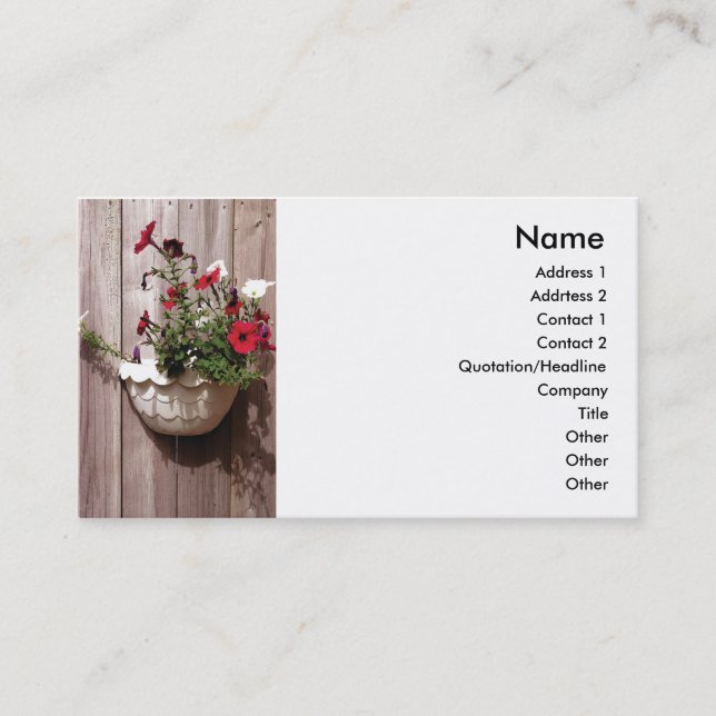 Fence and flowering pot plant business card (Front)
