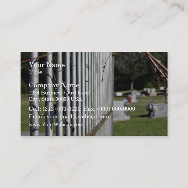 Fence at a cemetery business card (Front)